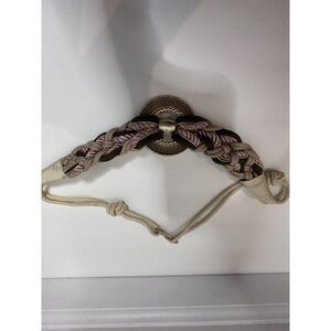 Women's 80's Vintage Belt Braided Nylon Mauve Green Twisted Rope Beige M/L 38”